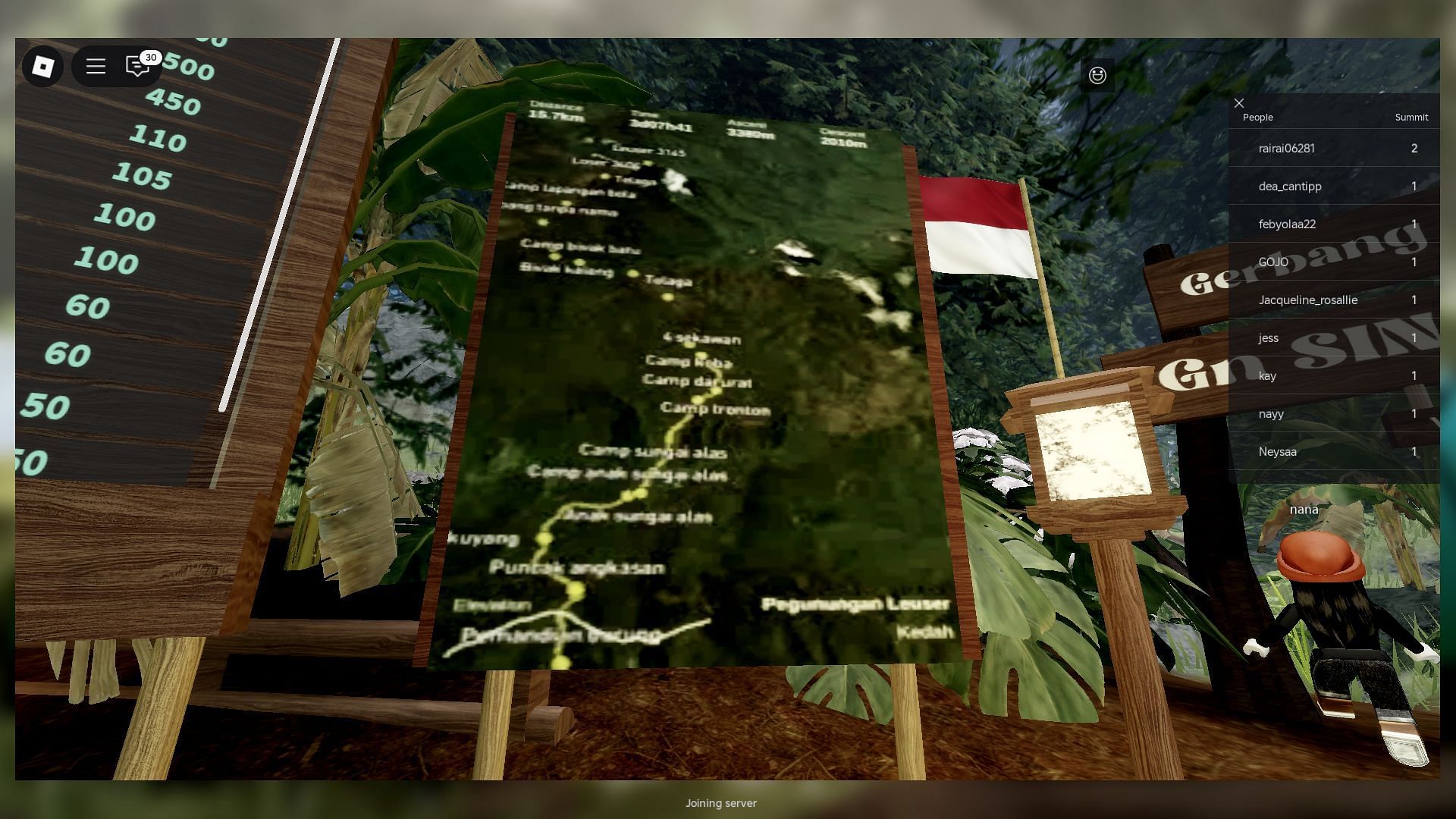 A Map at the starting spot of Singgalang (Image via Roblox)